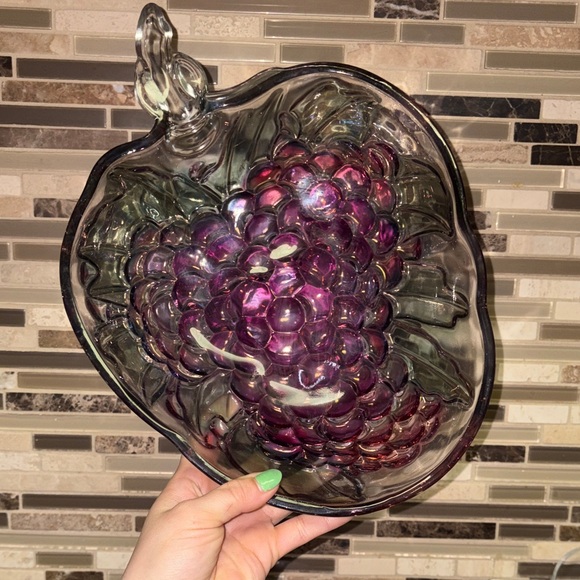 Indiana Glass Other - Indiana Glass Company Purple Carnival Glass Grape Bowl